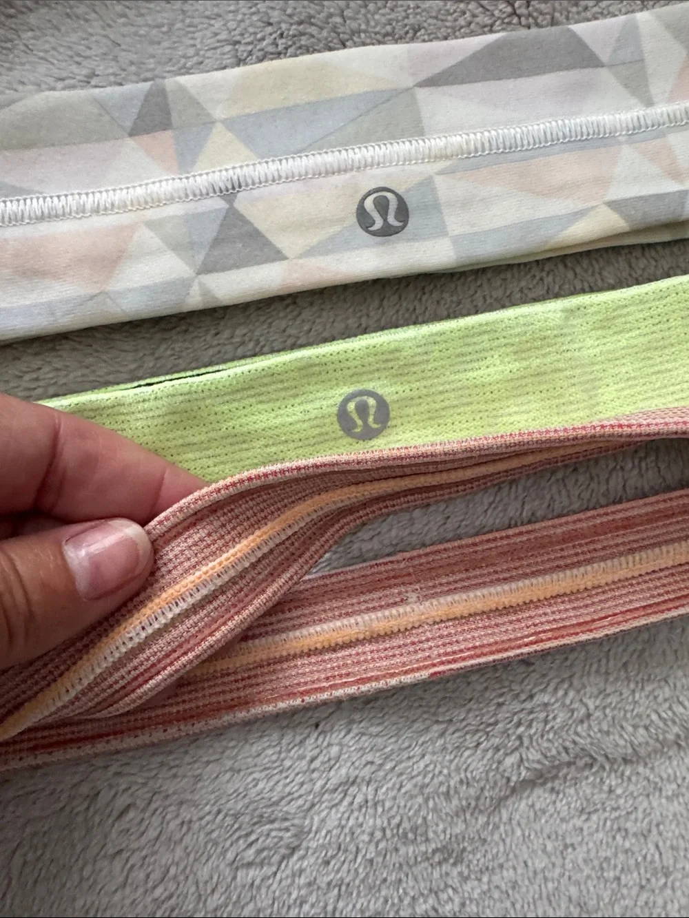 lululemon athletica Trio Pack: Geometric Gray, Lime Green & Dusty Pink Headbands